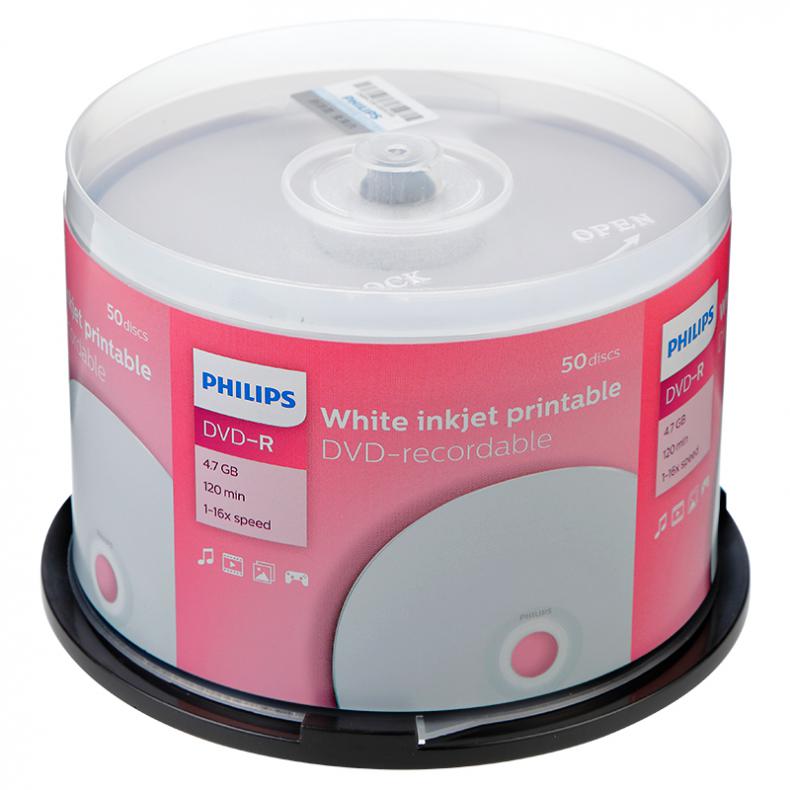 飞利浦 （PHILIPS） DVD-R 可打印空白刻录光盘 16速4.7G 50片/桶 （单位：桶）  