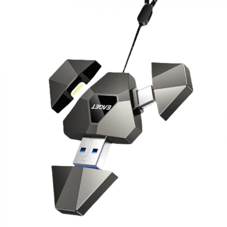 忆捷（EAGET） i90 三合一U盘 128GB USB3.0 （单位：个）  黑色