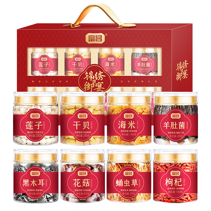 富昌 锦绣御宴 山珍菌菇干货礼盒 880g （单位：盒）