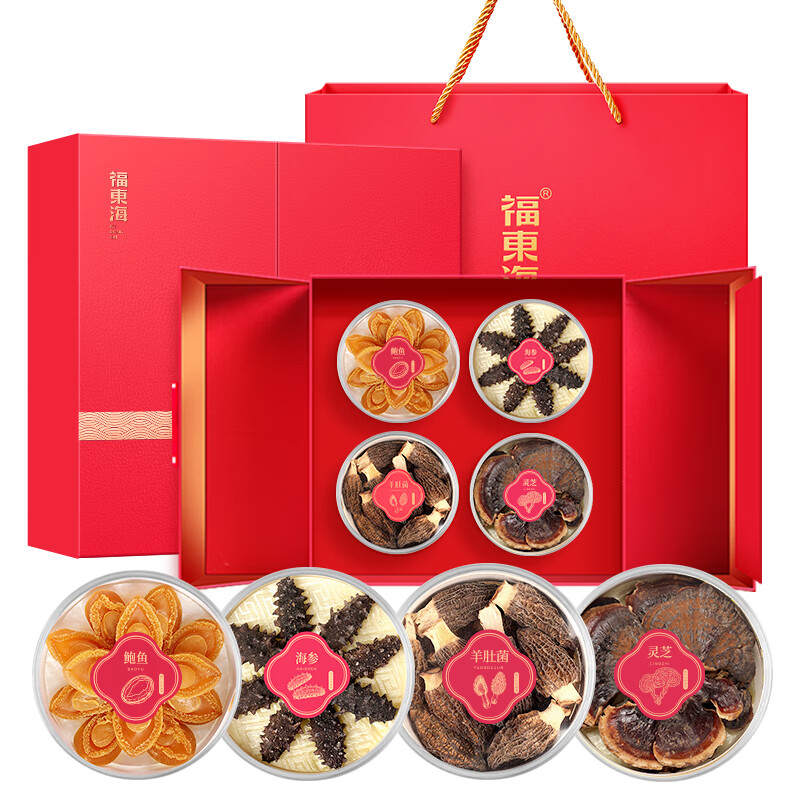 福东海 鲍鱼海参灵芝肚菌 四拼礼盒 220克 （单位：盒）  