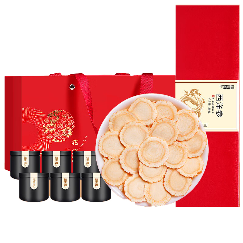 福东海 约1.4cm 西洋参片礼盒 12g/罐 10罐/盒 120克 （单位：盒）  