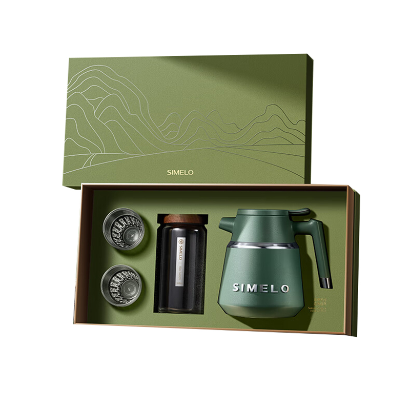 施美乐 V5 保温壶焖茶壶套装 焖茶壶1300ml*1+玻璃杯160ml*2+茶叶罐800ml*1+茶盘*1 （单位：套）  碧螺春