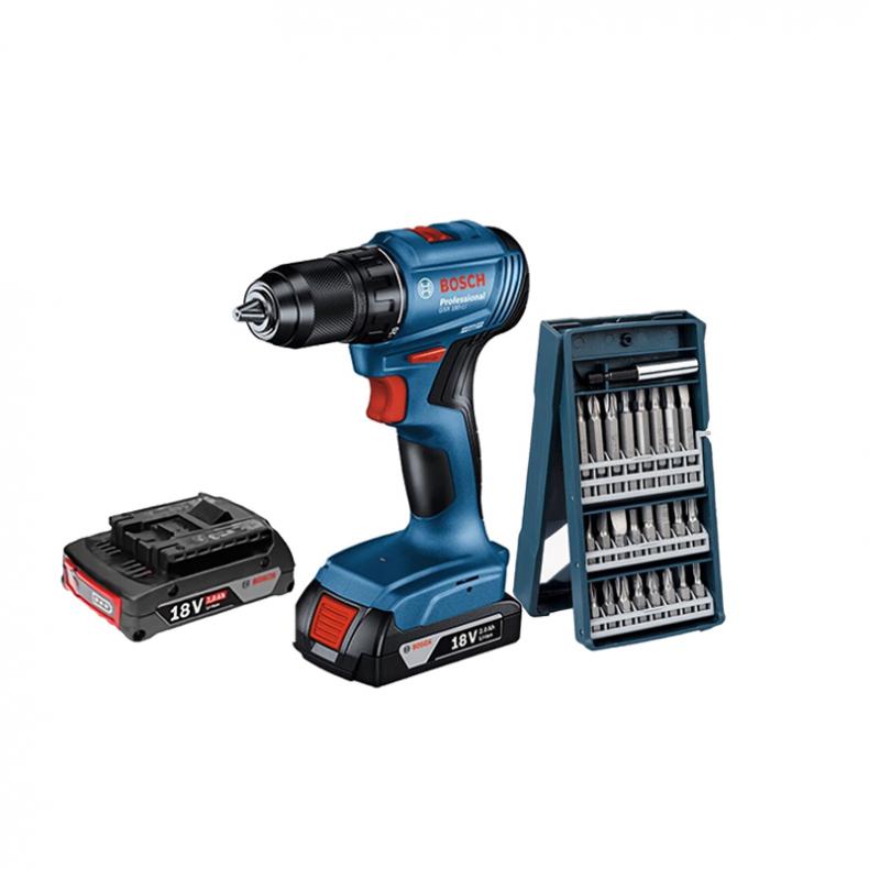 博世(BOSCH) YD-5060 锂电无刷起子机螺丝批头组合 2.0Ah电池*2+充电器+25件螺丝批头 （单位：组）  