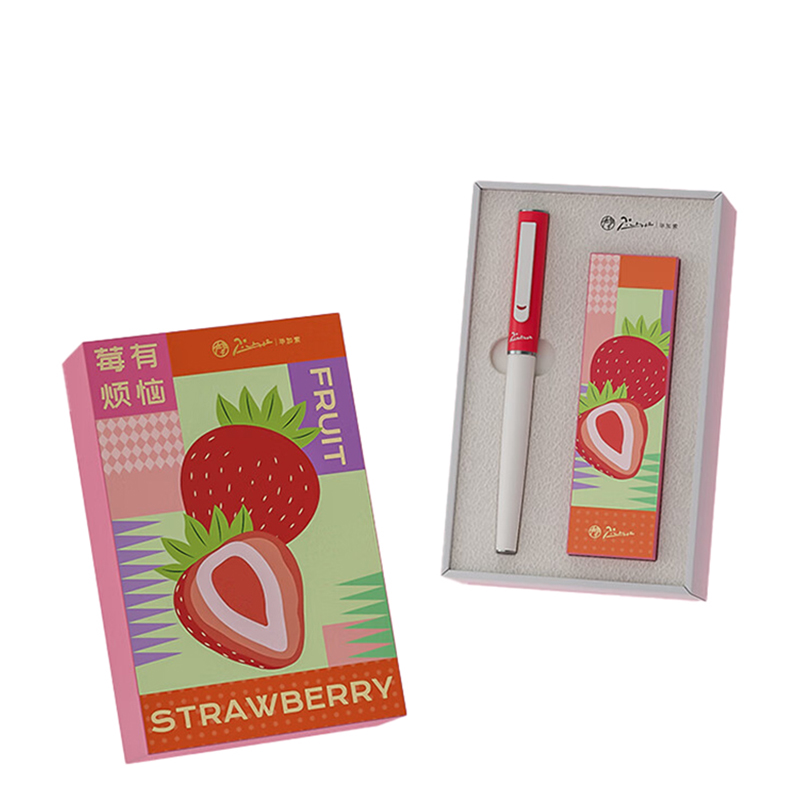 毕加索（pimio） 621 水果物语系列钢笔礼盒 莓有烦恼 SEF尖钢笔+墨囊*6+贴纸 （单位：盒）  草莓红