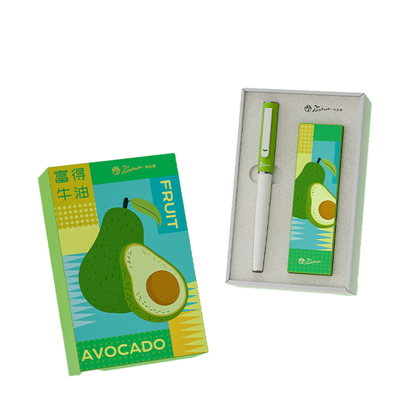 毕加索（pimio） 621 水果物语系列钢笔礼盒 富得牛油 SEF尖钢笔+墨囊*6+贴纸 （单位：盒）  牛油果绿