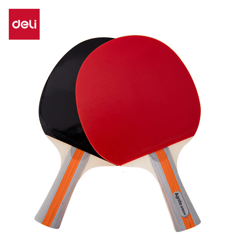 得力（deli） F2310 乒乓球拍对拍 2个/副 （单位：副）  正红反黑