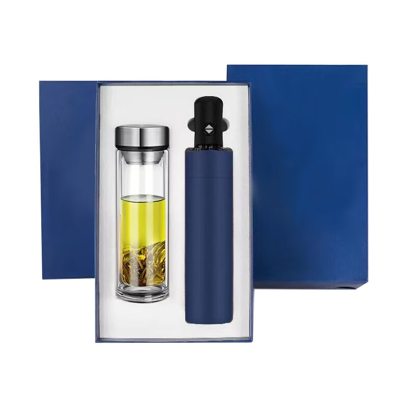 甠焓 QH-TS232025 伞具商务礼品套装 8骨全自动晴雨伞+300ml玻璃杯 （单位：套）  颜色随机发货