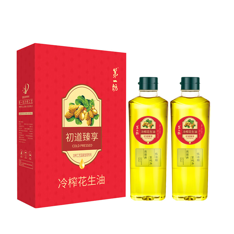 第一坊 初道臻享 冷榨花生油套装 455ml/瓶 2瓶/套 （单位：套）  