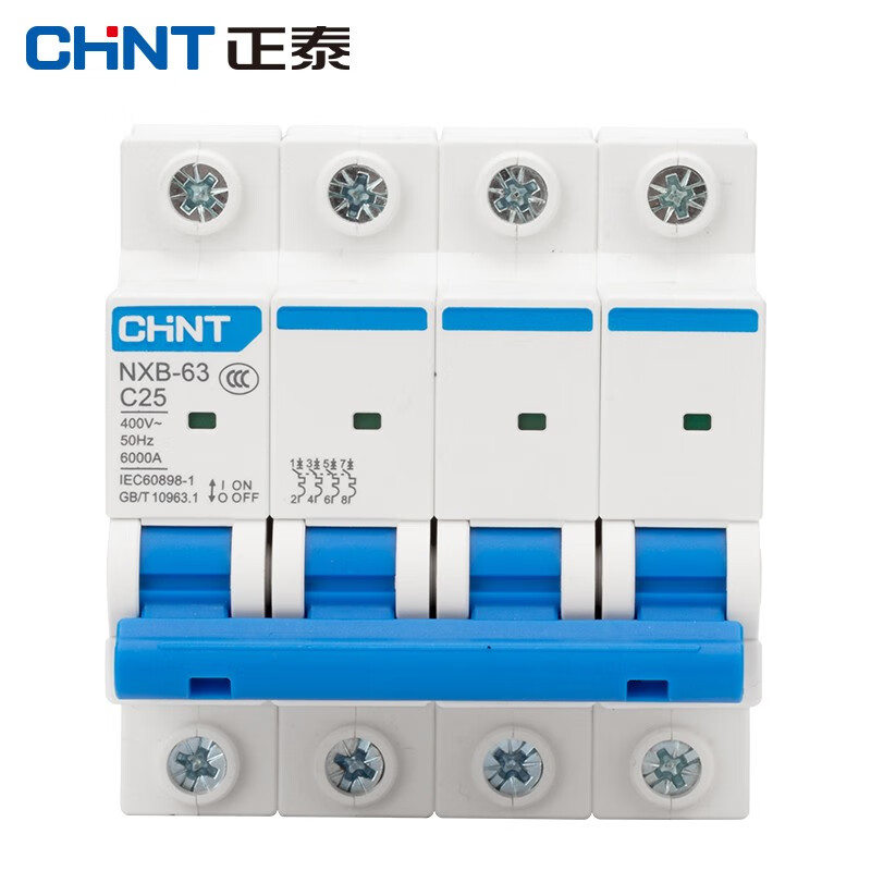 正泰（CHNT） NXB-63-4P-C25 小型断路器 4P 25A （单位：个）
