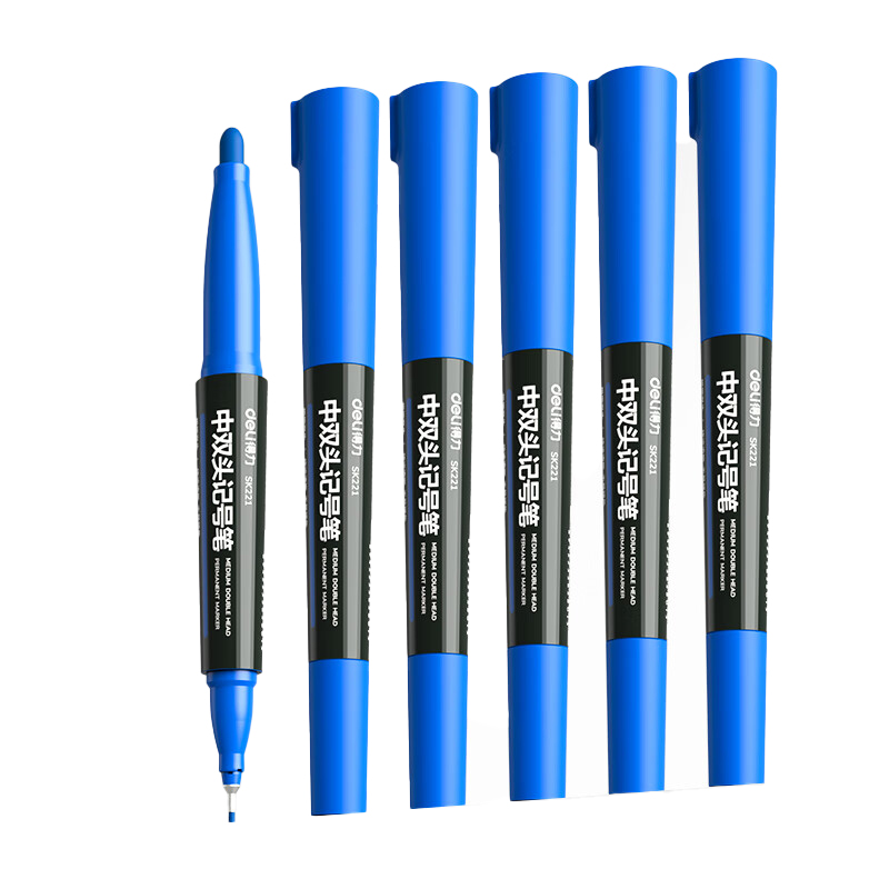 得力 SK221 中双头记号笔 10支/盒 （单位：盒） 蓝色