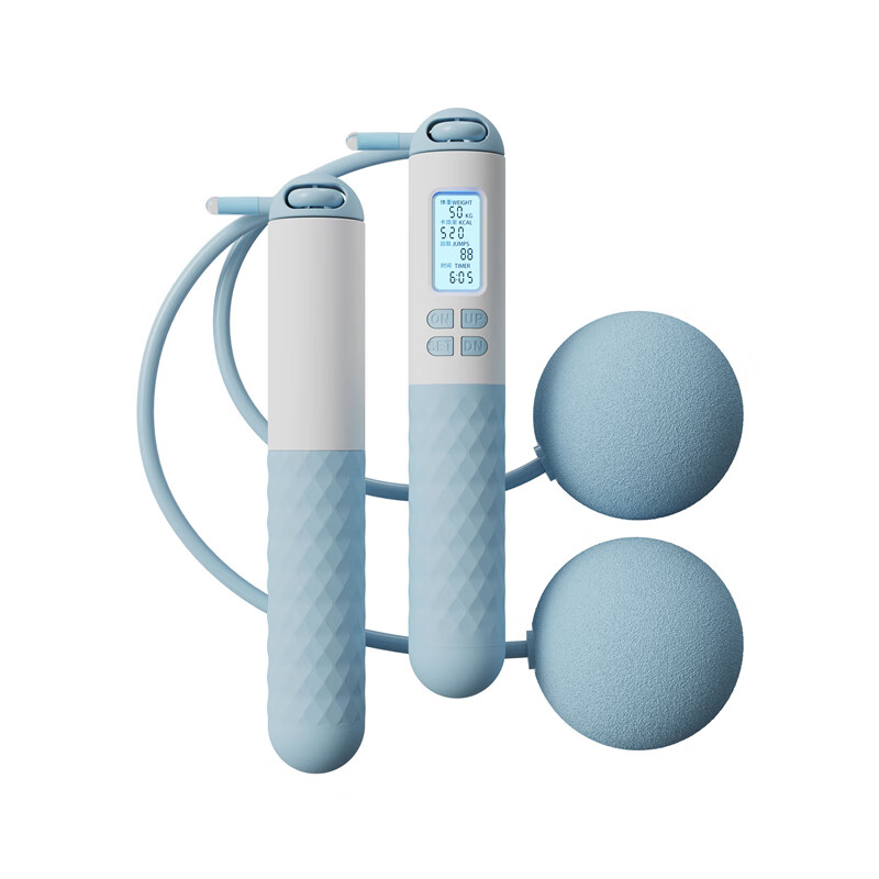 艾逸瑶选 HW-22012 逸动两用计数跳绳 4.5mm*2.8m钢丝长绳+65mmEVA无绳球105g （单位：套）  蓝色