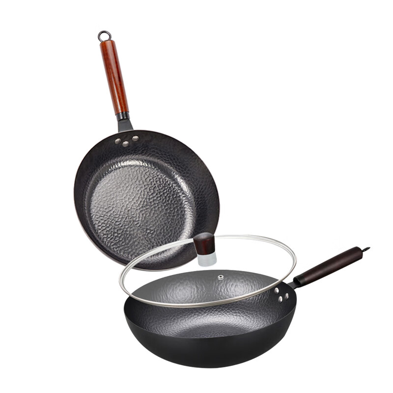 艾逸瑶选 CJ-21007-2 吉纳维亚锻打锅炒锅煎锅两件套 炒锅32cm/煎锅28cm （单位：套） 配盖 