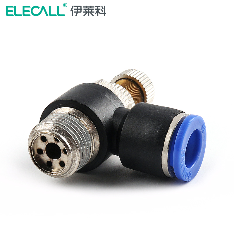 伊莱科（ELECALL） SL6-M5 SL系列气动接头节流阀 5只/包 （单位：包）  蓝色