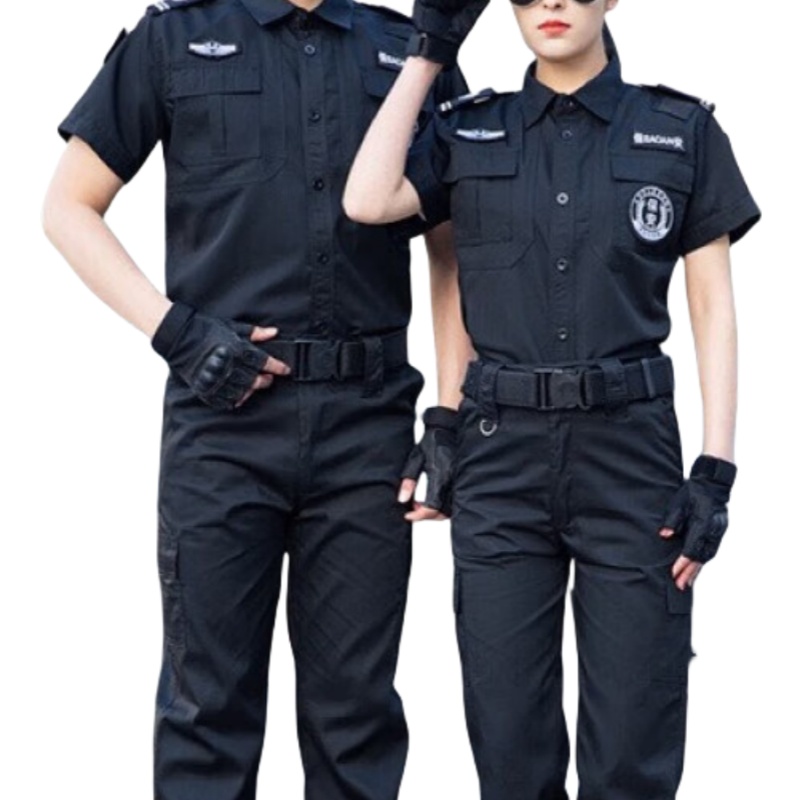 恒源祥 短袖+长裤 保安工作服套装 3XL 185 （单位：套）  黑色
