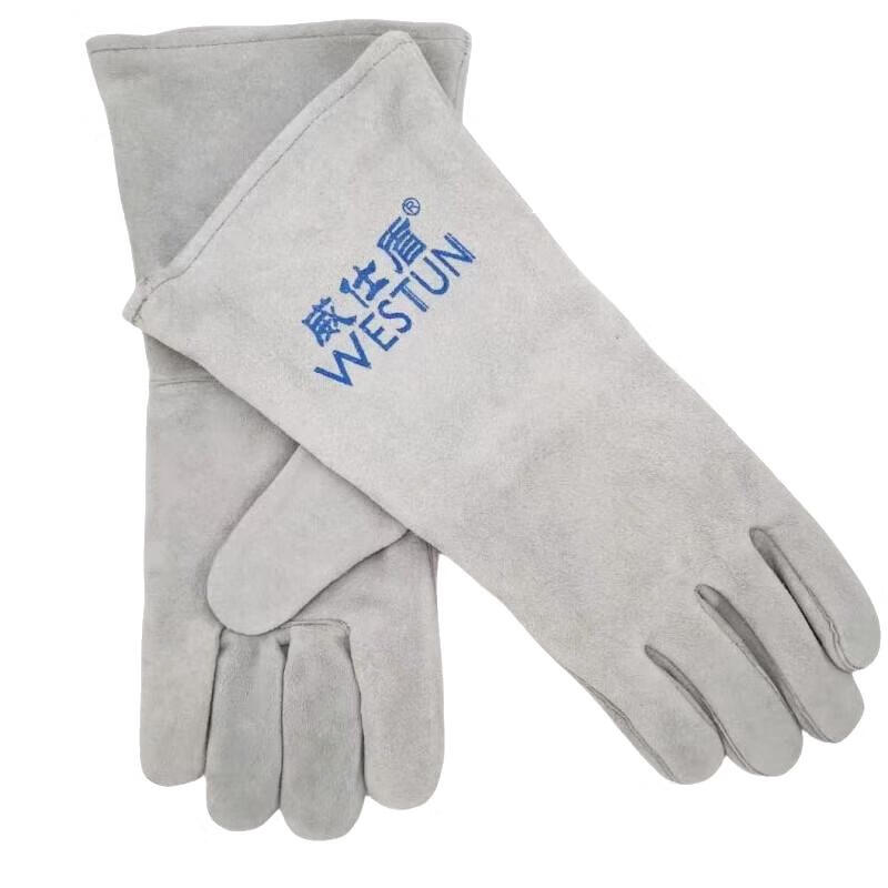 威仕盾 G-1649L/15 牛二层皮电焊手套 L 38cm （单位：双）  本色