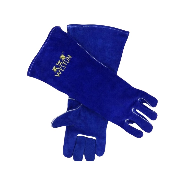 威仕盾 G-2054 防火线加长款牛皮电焊手套 L 45cm （单位：双）  宝蓝色