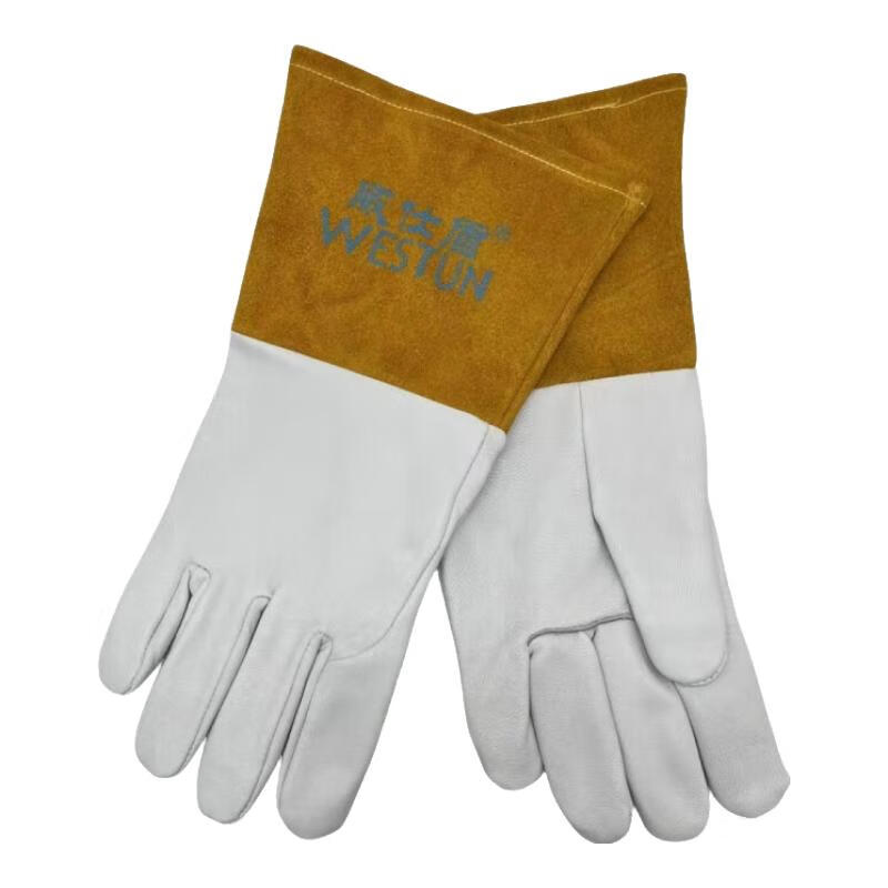 威仕盾 G-1005 全羊皮氩弧电焊手套 34cm （单位：双）  本色