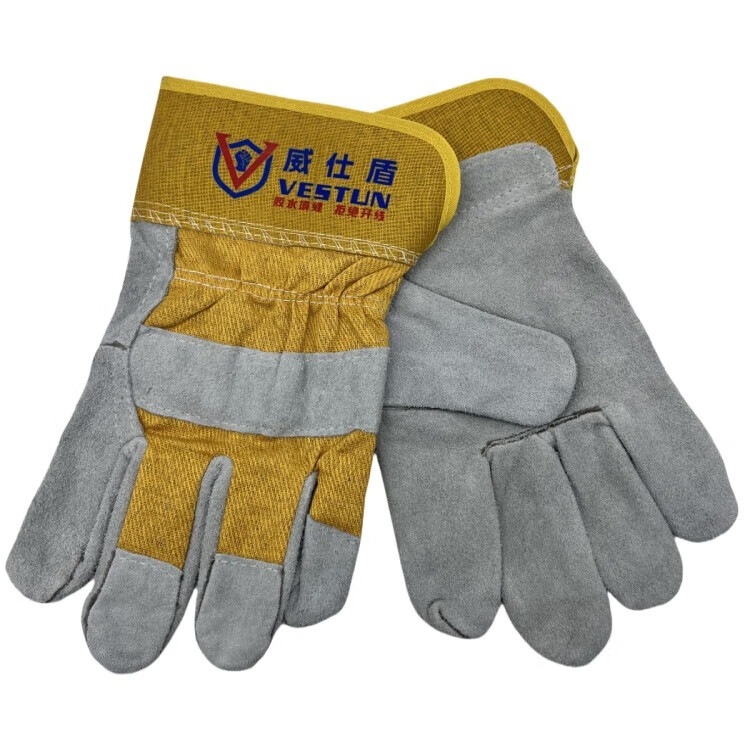 威仕盾 J-2214 半皮劳保手套 L （单位：双）  黄色