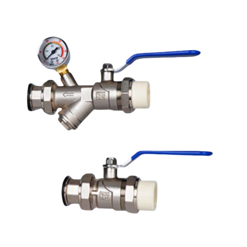 联塑（LESSO） DE25*25 不锈钢地暖分水器套阀 带温压表 Y50-1/8 （单位：个）  