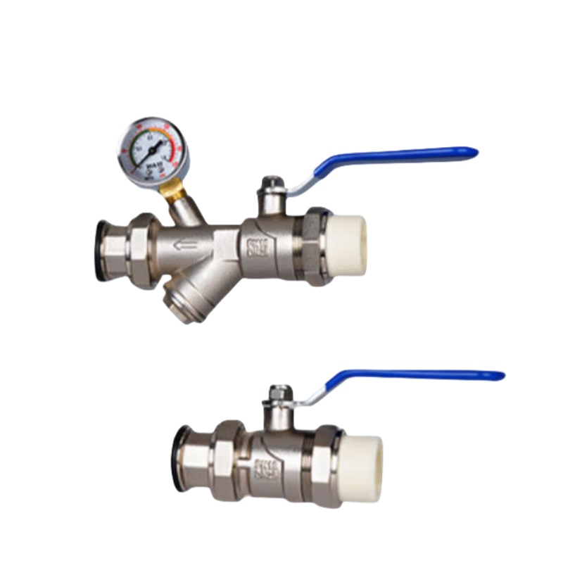 联塑（LESSO） DE32*25 不锈钢地暖分水器套阀 带温压表 Y50-1/8 （单位：套）  
