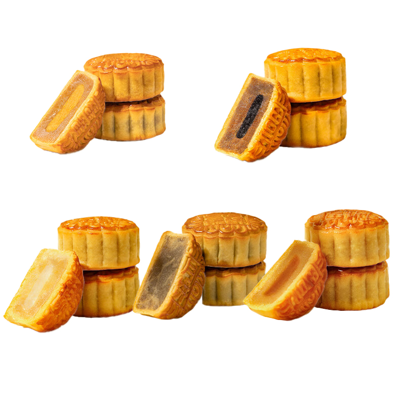 富锦 锦绣明月 月饼礼盒 800g （单位：盒） 80克蛋黄莲蓉味月饼*2+80克玉米酱心月饼*2+80克提拉米苏酱心月饼*2+80克丝滑椰蓉味月饼*2+80克芝士奶黄月饼*2 