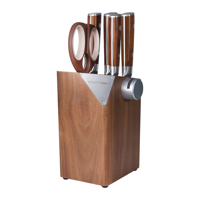 巧媳妇 K-1528-7 凌峰七件套刀具套装 砍骨刀+切片刀+多用刀+水果刀+厨房剪++磨刀器+刀座 （单位：套）  