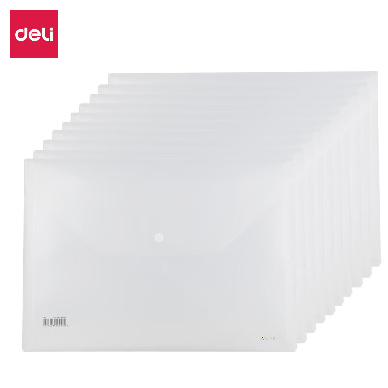 得力（deli） 5501A 纽扣文件袋 A4 10个装 （单位：包）  透明