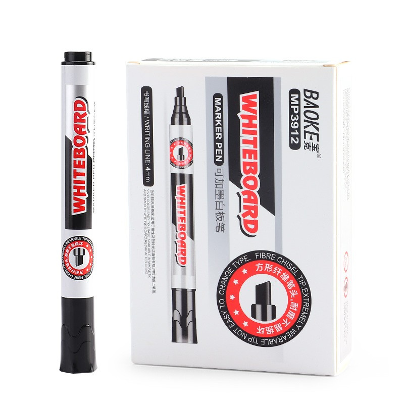 宝克（BAOKE） MP3912 白板笔 12支/盒 （单位：盒） 黑色