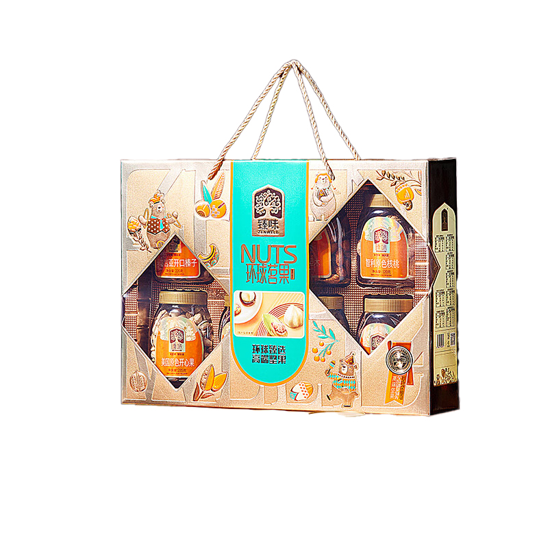 臻味 环球茗果 坚果礼盒 1970g （单位：盒） 235g开心果+215g紫衣腰果+240g夏威夷果+200g巴旦木+220g开口榛子+120g原色核桃+360g椰枣+380g汤姆森提子干 