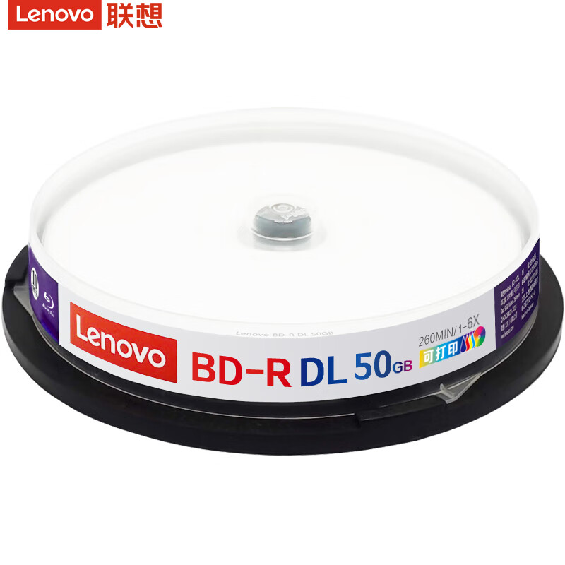 联想（Lenovo） BD-R DL 蓝光空白光盘 1-6速50GB 10片/桶 （单位：桶）  