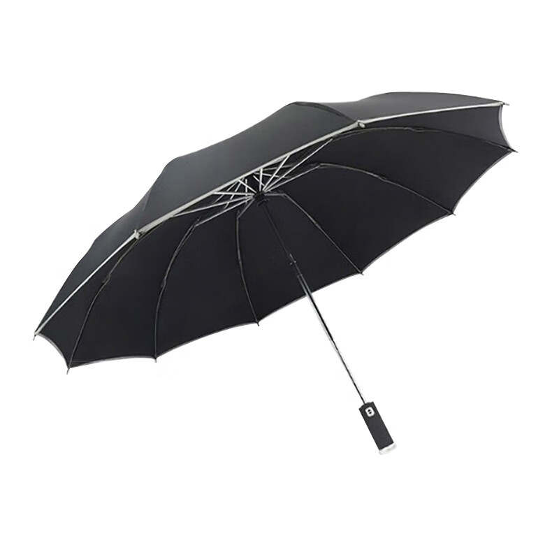 甠焓 QH-SZD230360 全自动三折反向带LED灯夜间反光晴雨伞 10骨 （单位：把）  黑色