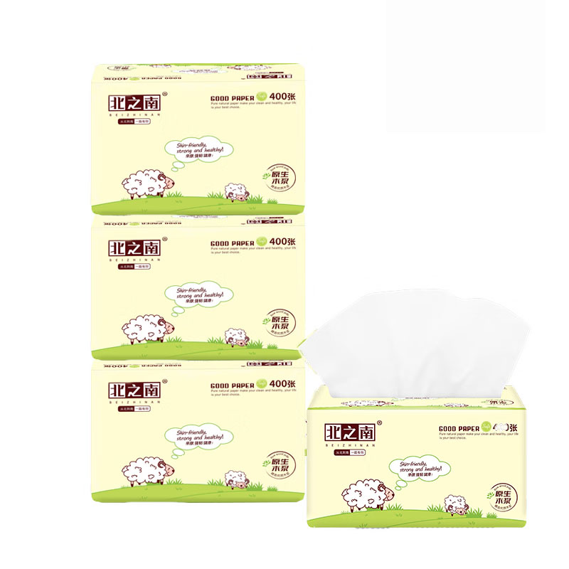 北之南 BZN-0385 精选优质原生木浆抽纸 100抽/包 3包/提 （单位：提）  