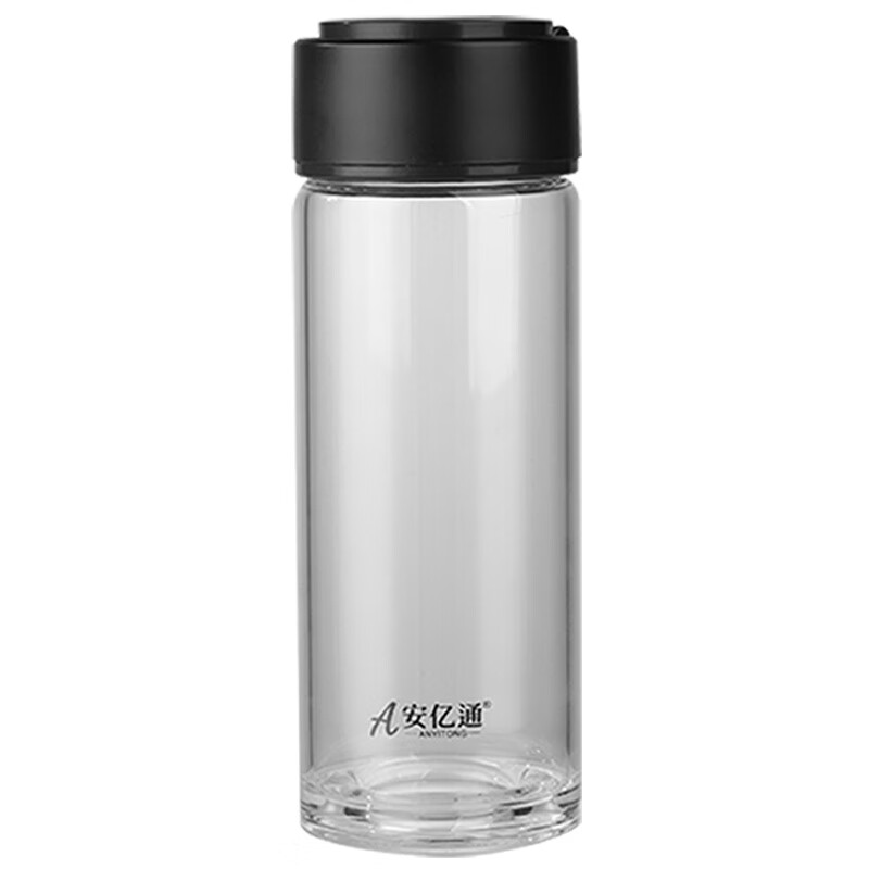 安亿通 AYTH6805-st400 便携提环加厚耐热单层玻璃杯 400ml （单位：个）  颜色随机