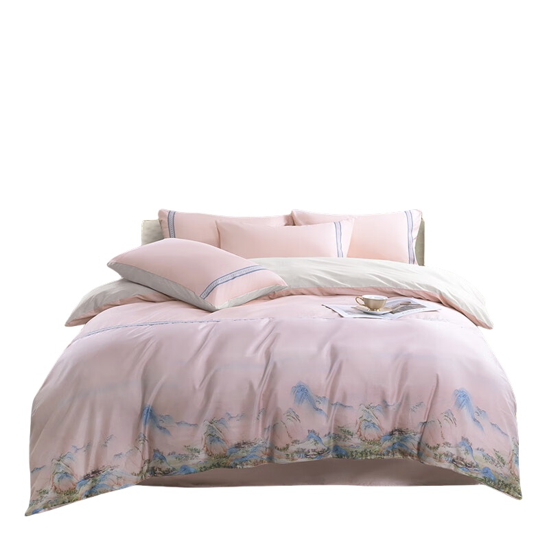 金丝莉（KINTHERI） 钟灵毓秀 汉唐风韵全棉四件套 200*230cm （单位：套）  粉色