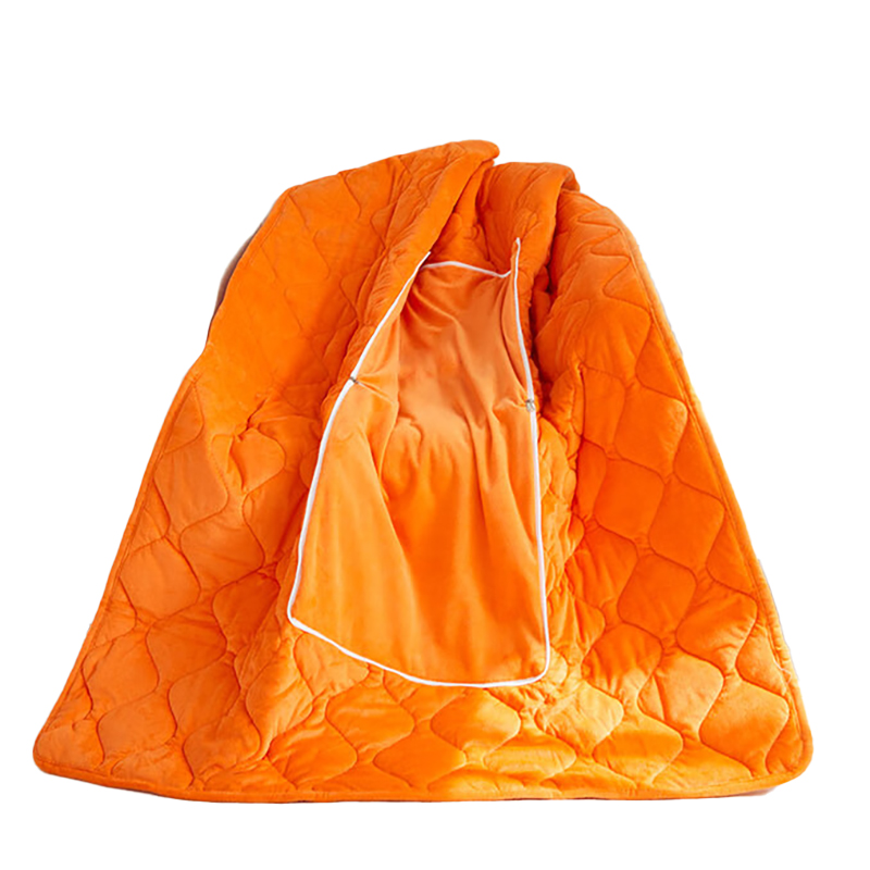 恒源祥 HYX046ZX 酥肤绒靠垫被 100*150cm （单位：条）  活力橙