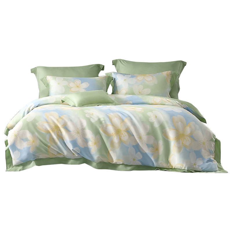 水星家纺（MERCURY） 樱雨纷纷-S04 莱赛尔冰丝四件套 200*230cm （单位：套）  