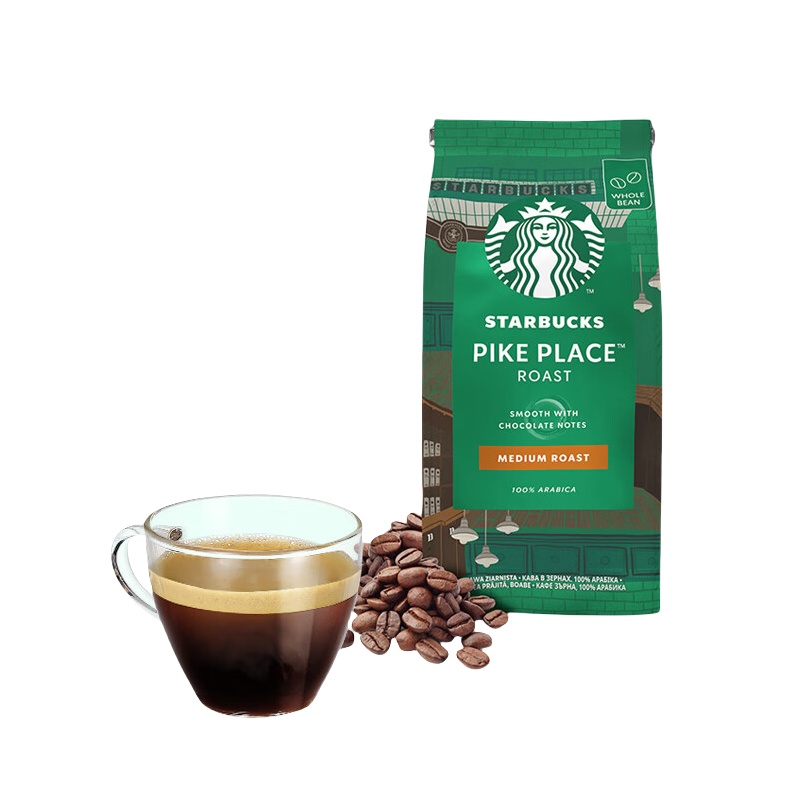 星巴克（Starbucks） 派克市场 精品烘焙咖啡豆 中烘黑咖啡 200g （单位：袋）  