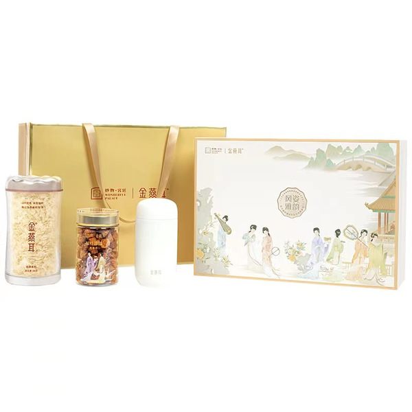 金燕耳 高山生态有机银耳礼盒 纯萃系列 风姿雅韵 银耳80g桂圆肉150g焖烧杯*1小金勺*1 （单位：盒）