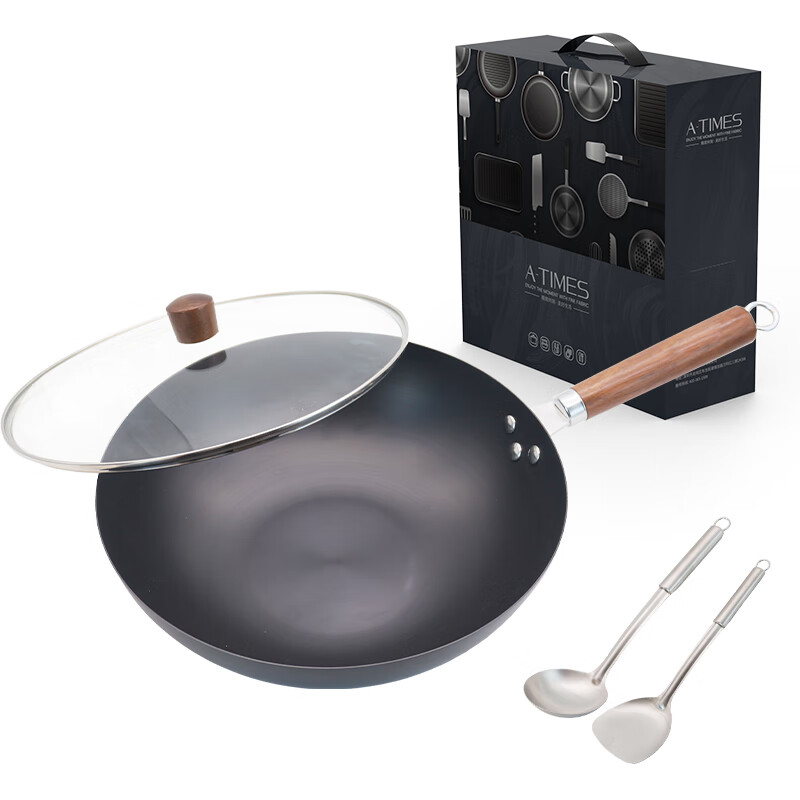 艾逸瑶选 CJ-21167-3 科尼亚精铁锅三件套 配盖 32cm锅*1/铲*1/勺*1 （单位：套）  