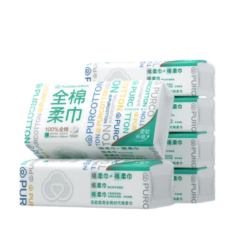全棉时代（PurCotton） L码 洗脸巾 100抽/包 6包/组 （单位：组） 新老包装随机发货 