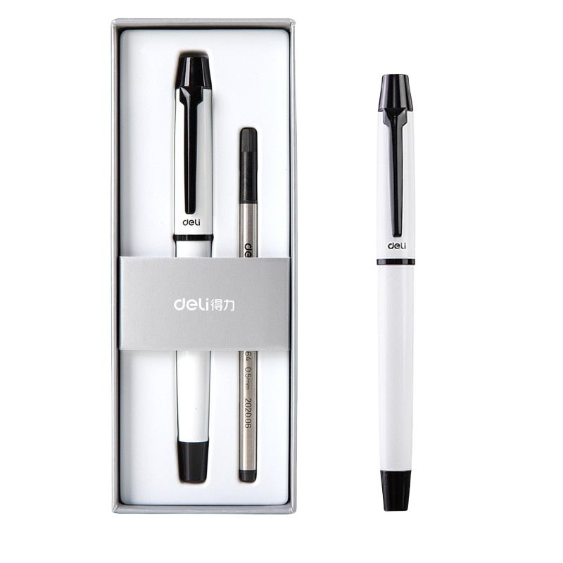 得力（deli） S153 宝珠笔套装 1笔+1笔芯 （单位：盒）  白色