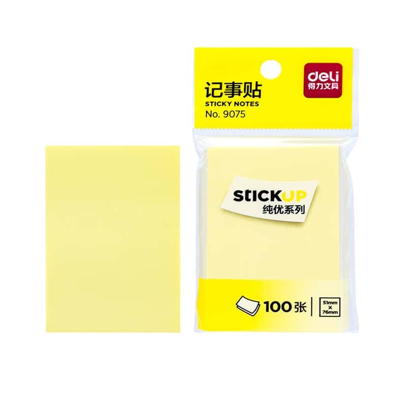 得力（deli） 9075 便利贴 76*51mm 100张/包 （单位：包）  黄色