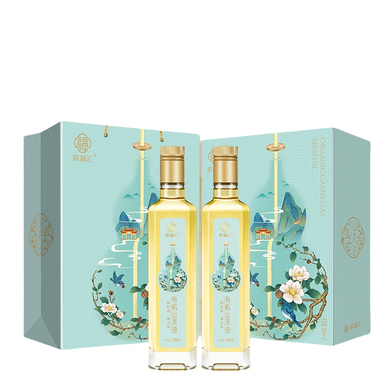 纳福汇 有机 山茶油福禄礼盒 500ml/瓶 2瓶/盒 （单位：盒）  