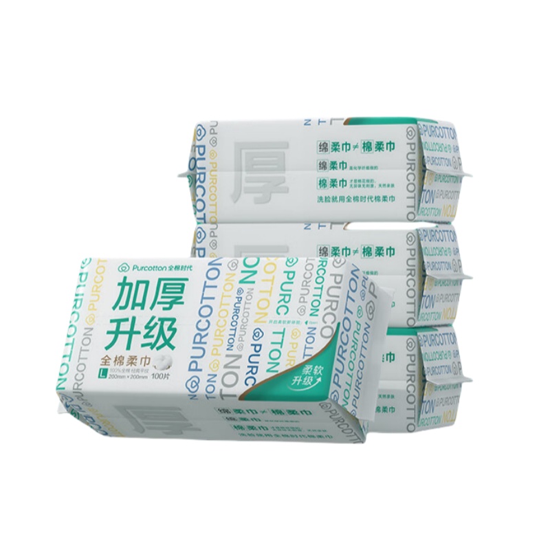 全棉时代（PurCotton） 加厚升级 全棉柔巾 100抽/包 4包/组 （单位：组）  