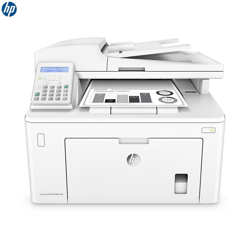 &nbsp;惠普（HP） M227fdn 黑白激光一体机  （单位：台） A4幅面 打印 复印 扫描 传真 自动双面 有线网络 白色