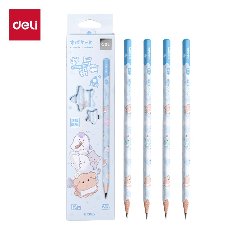 得力（deli） YY901-2B 三角杆书写铅笔 2B 12支/盒 （单位：盒）  混色
