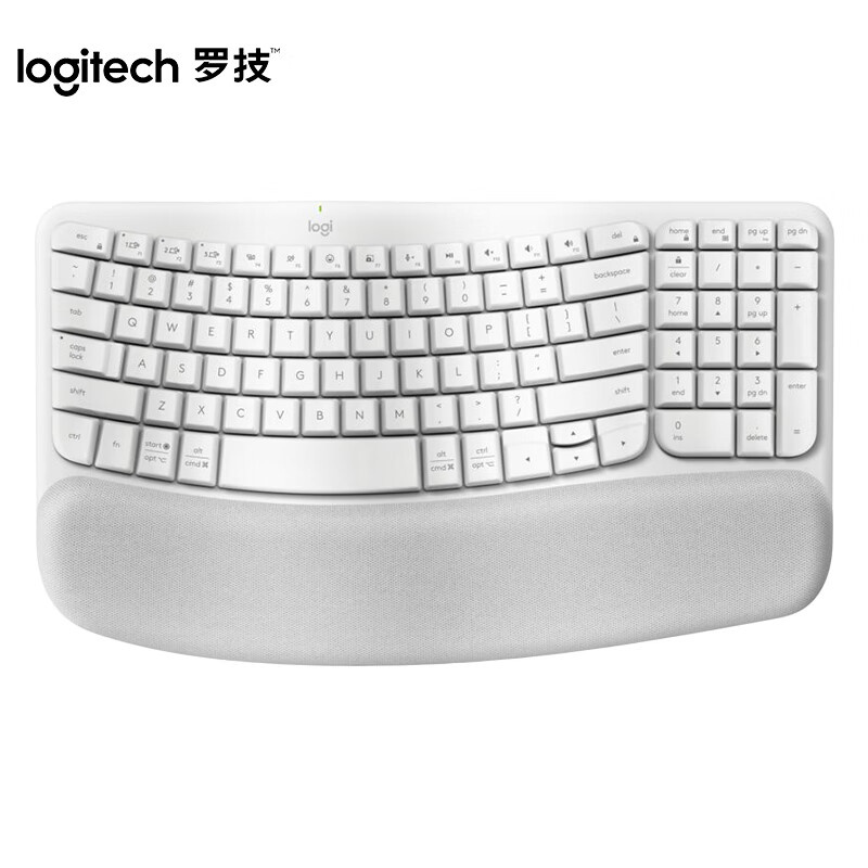 罗技（Logitech） WAVE KEYS 无线人体工学键盘 无轴体 （单位：个）  白色