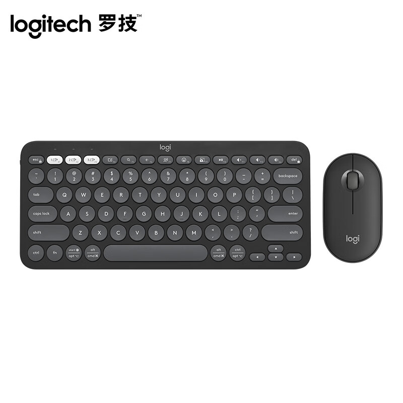 罗技（Logitech） PEBBLE 2 COMBO 时尚系列 无线键鼠套装 无轴体 （单位：套）  夜幕黑