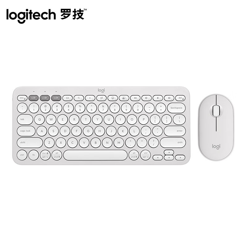 罗技（Logitech） PEBBLE 2 COMBO 时尚系列无线键鼠套装 双模连接 （单位：套） 月凝白
