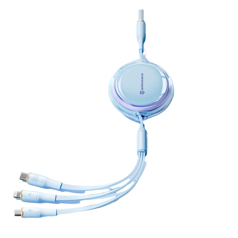 塞尔兰斯（Sayrelances） TM01 三合一伸缩数据线 快充100W （单位：根）  蓝色